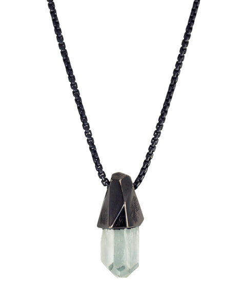 Aquamarine Black Rhodium Crystal Talisman Pendant