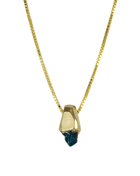 Dioptase 14k Yellow Gold Crystal Talisman Pendant
