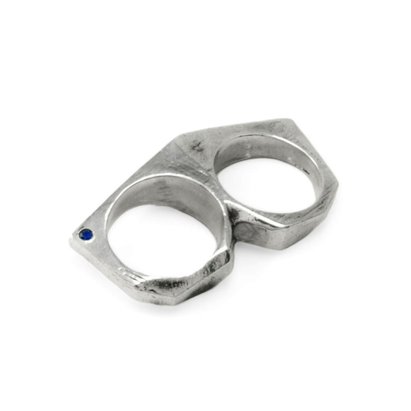 Lattice: Sterling Silver Double Ring Sapphire